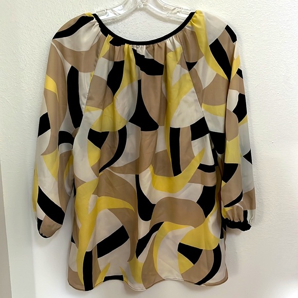 Dana Buchman Geometric Abstract Print Blouse Size L - Picture 2 of 4